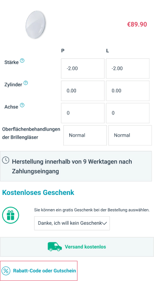 Rabattgutschein für das Hochladen Ihres Brillenrezepts