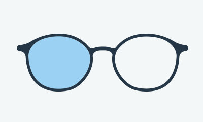 Brille mit einem Blaulichtfilter